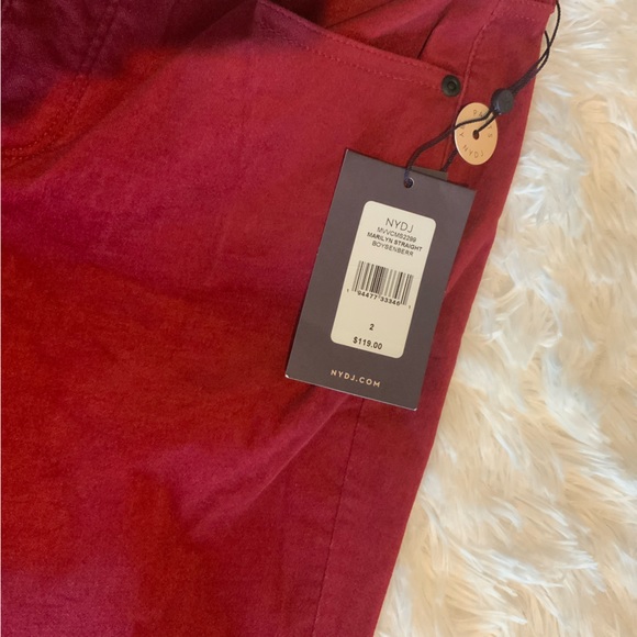 NYDJ Red Velvet Marilyn Straight Leg Velveteen Boysenberry Reactive Lift Tuck 2 - Picture 8 of 15